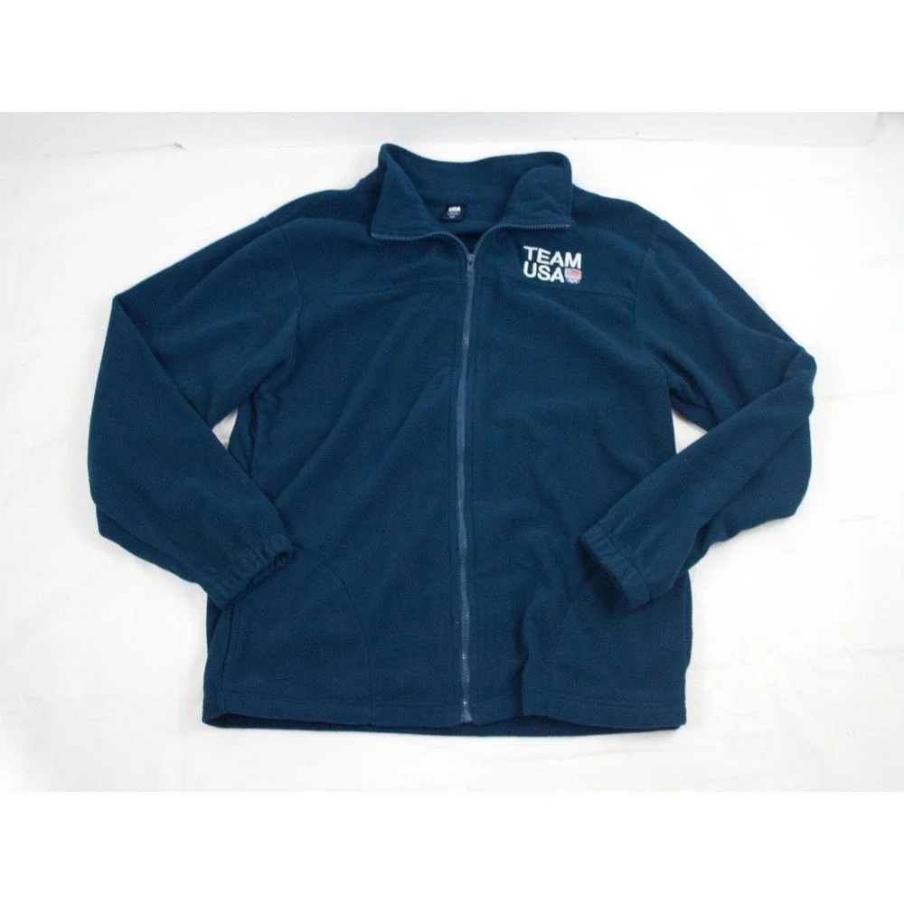 Olympics‎ Team USA Mens Fleece Jacket Blue XL Extra Large Full Zipper Coat Rings